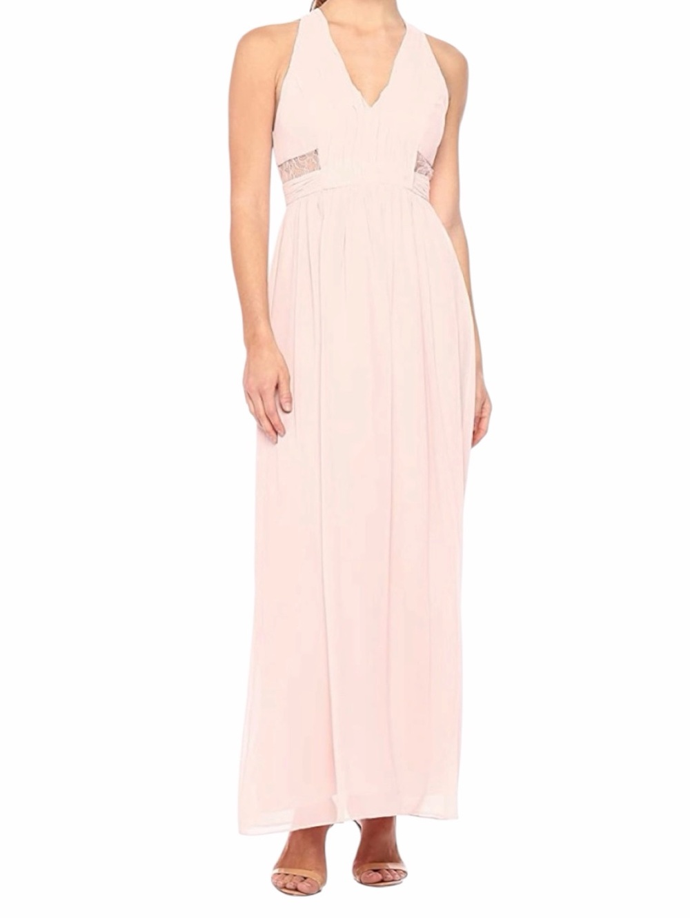 BCBGeneration Blush Pink V‑Neck Sleeveless Maxi Dress